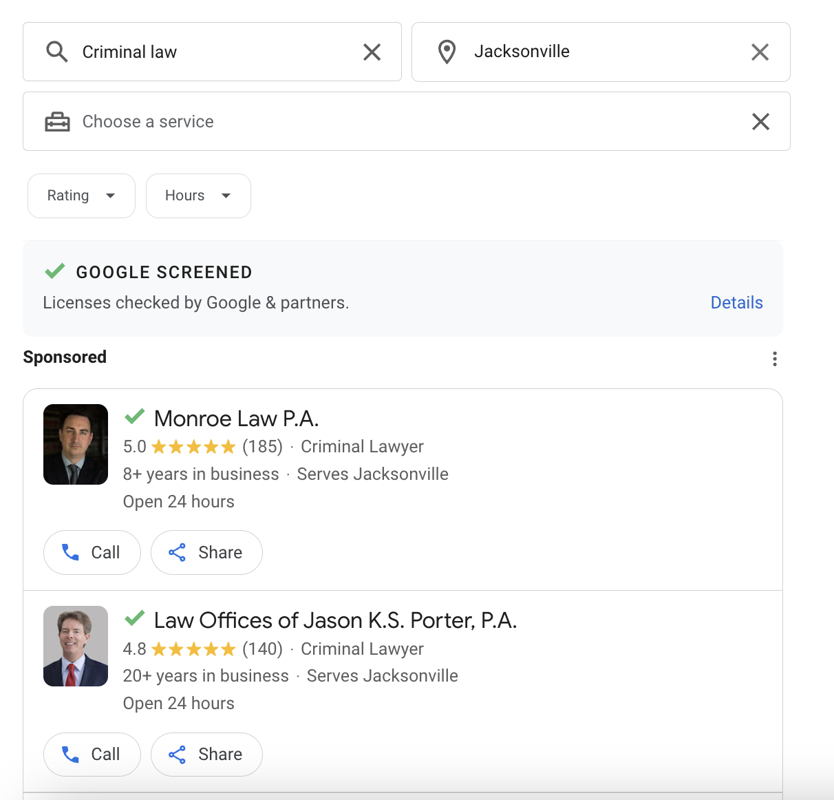 Google LSA for Lawyers Example