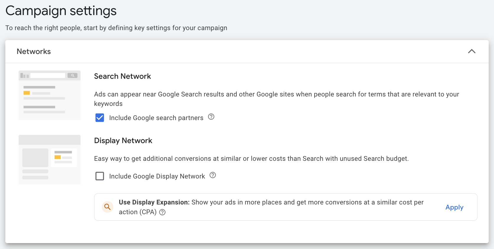 Uncheck display network for search only campaigns.