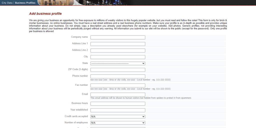 Business Profile Addition