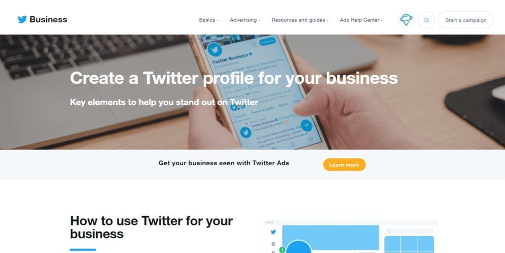 Create a Twitter profile for your business