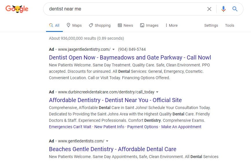 click to call dental ads for local business marketing