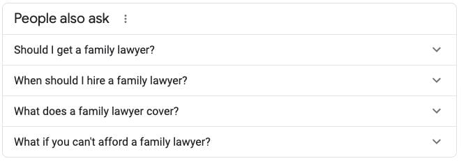 Law firm seo people also ask box