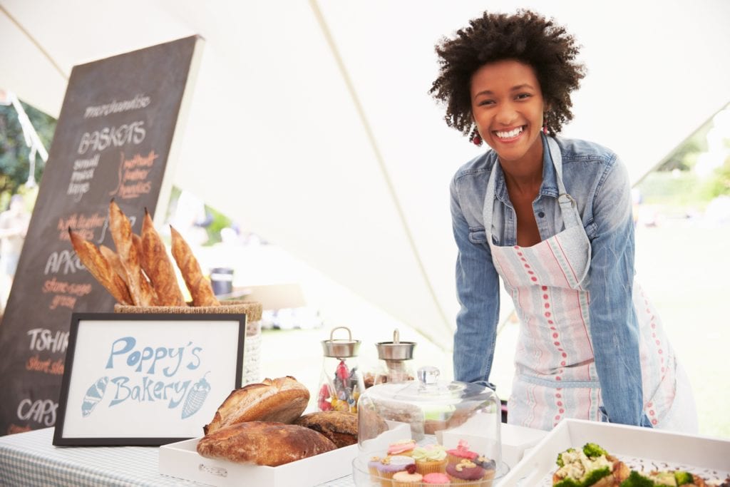 set up booth at local market for local marketing